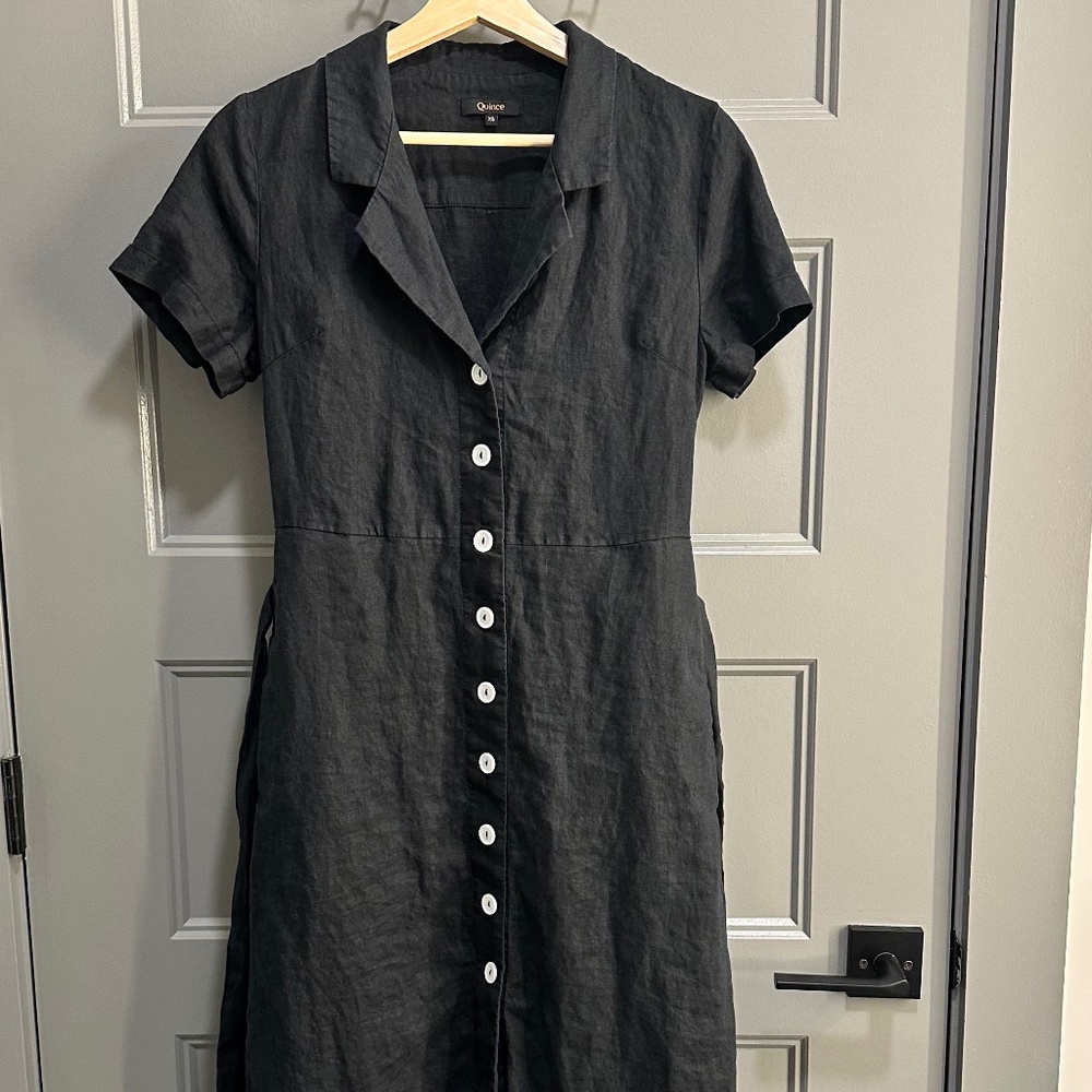 Quince - 100% European Linen Button Front Dress